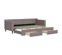 vidaXL Lit de jour – lit gigogne avec tiroirs et rangement, canapé‑lit taupe tissu 80x200 cm