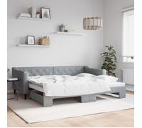 vidaXL Lit de Jour avec lit gigogne Gris Clair 90x200 cm Tissu, canapé-lit, canapé-lit Confortable, lit de Jour gigogne, lit d'appoint