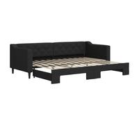 vidaXL Lit de Jour avec lit gigogne Noir 80x200 cm Tissu, canapé-lit, canapé-lit Confortable, lit de Jour gigogne, lit d'appoint