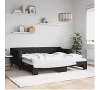 vidaXL Lit de jour avec lit gigogne noir 90x190 cm tissu