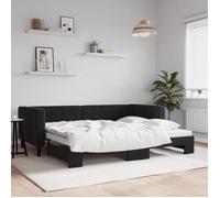 vidaXL Lit de jour avec lit gigogne noir 90x200 cm velours 3196695