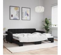 vidaXL Lit de jour avec gigogne sans matelas noir 90x200 cm