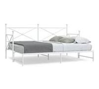 vidaXL Lit de jour avec lit gigogne sans matelas blanc 90x200 cm acier, canapé-lit, canapé-lit confortable, lit de jour avec 4104689 Blanc