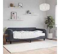 vidaXL Lit de jour avec matelas gris foncé 100x200 cm velours, canapé-lit, canapé-lit de repos, lit de repos rembourré, lit 3197047 Gris G