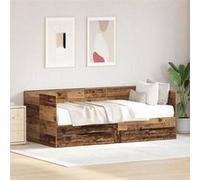 vidaXL Lit de jour avec tiroirs Bois ancien Bois d'ingénierie 90 x 200 cm 3333999 Marron