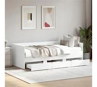 vidaXL Lit de Jour avec Tiroirs, Canapé-lit avec Rangement, Lit d'Invité, Meuble de Salon Chambre à Coucher, Moderne, Blanc 3280832 Blanc G