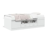 vidaXL Lit de Jour avec Tiroirs, Canapé-lit, Lit de Repos, Meuble de Salon Chambre à Coucher, Moderne, Blanc 90x190 cm Bois d'Ingénierie
