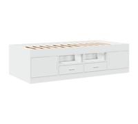 vidaXL Lit de Jour avec Tiroirs, Canapé-lit, Lit de Repos, Meuble de Salon Chambre à Coucher, Moderne, Blanc 90x190 cm Bois d'Ingénierie