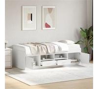 vidaXL Lit de jour avec tiroirs sans matelas Bois d'ingénierie Blanc 100x200 cm