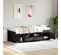 vidaXL Lit de Jour avec Tiroirs, Canapé-lit, Lit de Repos, Meuble de Salon Chambre à Coucher, Moderne, Noir 100x200 cm Bois 3280238 Noir G