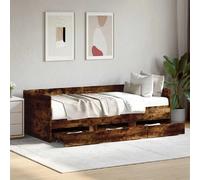 vidaXL Lit de jour avec tiroirs sans matelas chêne fumé 100x200 cm