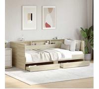 vidaXL Lit de jour – Canapé‑lit avec tiroirs, Bois d'ingénierie Chêne Sonoma 90x190 cm