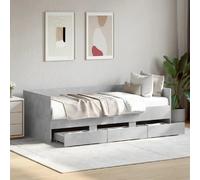 vidaXL Lit de Jour avec Tiroirs, Canapé-lit avec Rangement, Lit d'Invité, Meuble de Salon Chambre à Coucher, Moderne, Gris Béton 75x190 cm Bois d'Ingénierie