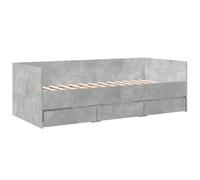 vidaXL Lit de jour Canapé-lit avec tiroirs Bois d'ingénierie Moderne Gris béton 90x200 cm