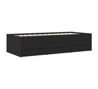 vidaXL Lit de jour - Canapé-lit avec tiroirs et rangement, noir 75x190 cm bois d'ingénierie