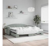vidaXL Lit de jour et gigogne et matelas gris clair 100x200 cm velours 3197332 Gris G