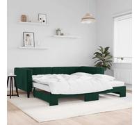 vidaXL Lit de jour et gigogne et matelas vert foncé 100x200 cm velours