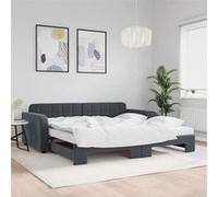 vidaXL Lit de Jour et Lit Gigogne et Matelas, Canapé-lit, Lit d'Invité, Meuble de Chambre à Coucher Salle de Séjour, 3196961 Gris