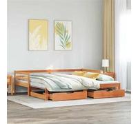 vidaXL Lit de jour et lit gigogne et tiroirs 80x200 cm bois pin massif, canapé-lit, canapé-lit confortable, lit de jour avec 3302164 Marron G