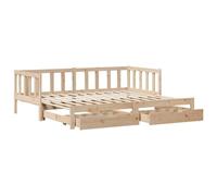 vidaXL Lit de Jour et lit gigogne et tiroirs 80x200 cm Bois pin Massif, canapé-lit, canapé-lit Confortable, lit de Jour avec tiroirs, lit d'appoint