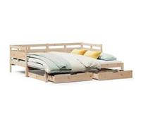 vidaXL Lit de jour et lit gigogne et tiroirs 80x200 cm bois pin massif, canapé-lit, lit d'invité, lit de jour en bois, lit de jour, lit d'appoint bois G