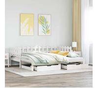 vidaXL Slaapbank met onderschuifbed/lades zonder matras 90x200 cm wit3302252 Blanc G