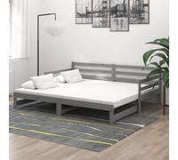 vidaXL Lit de jour extensible 2x(90x200) cm Gris Pin massif - Lit de jour - Lits de jour - Lit de jour en bois - Lits de jour en bois