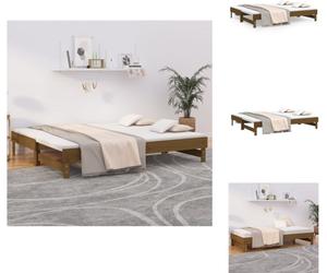 vidaXL Lit de jour Extensible Marron Miel 2x(100x200)cm Pin massif - Lits et Sommiers