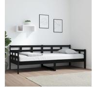 vidaXL Lit de Jour Canapé-lit Cadre de Lit d'Invité Lit d'Appoint Canapé de Salon Chambre à Coucher Intérieur Noir Bois Massif de Pin 80x200 cm