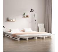 vidaXL Lit de palette blanc 200x200 cm bois de pin massif 821413