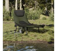 vidaXL Lit de pêche avec pieds à boue réglables pliable vert