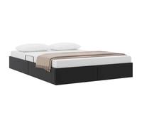 vidaXL Lit de Rangement avec Stockage Noir 137 x 190 cm Simili Cuir, Lit rectangulaire Moderne, châssis métal, Faux Cuir, Rangement hydraulique, Gain de Place, Design Pratique, intérieur