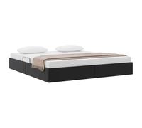 vidaXL Lit de Rangement avec Stockage Noir 183 x 213 cm Simili Cuir, Lit rectangulaire Moderne, châssis métal, Faux Cuir, Rangement hydraulique, Gain de Place, Design Pratique, intérieur