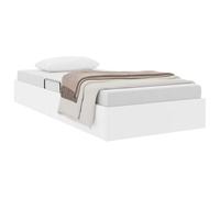 vidaXL Lit de Rangement Blanc Pur 100 x 190 cm Simili Cuir, Lit rectangulaire Moderne, châssis métal, Faux Cuir, Rangement hydraulique, Gain de Place, Design Pratique, intérieur