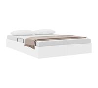 vidaXL Lit de Rangement Blanc Pur 153 x 203 cm Simili Cuir, Lit rectangulaire Moderne, châssis métal, Faux Cuir, Rangement hydraulique, Gain de Place, Design Pratique, intérieur
