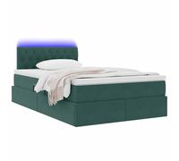 vidaXL Lit de Rangement LED avec Matelas Vert foncé 120 x 190 cm, Lit réglable, Rangement hydraulique, Velours, Gain de Place, Design Contemporain, Multi-Fonctions
