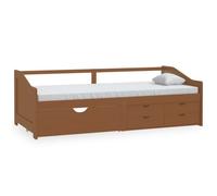 vidaXL Lit de repos 3 places à tiroirs Marron miel Pin 90x200 cm
