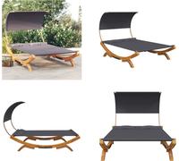 vidaXL Lit de repos avec auvent 165x203x126 cm Bois courbé massif Anthracite - Hamac - Hamacs - Hamac de jardin - Hamacs de jardin
