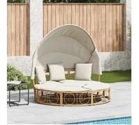 vidaXL Lit lounge d'extérieur 4108235 – auvent et coussins en résine tressée