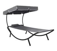 vidaXL Lit de repos d'extérieur avec auvent et oreiller Gris48079 Gris G