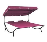 vidaXL Chaise longue avec toit solaire et coussin Rose