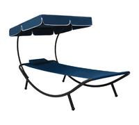 vidaXL Chaise longue avec toit solaire & coussin Bleu