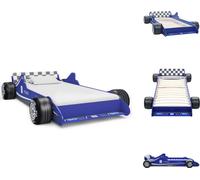 vidaXL Lit d'enfant au design de voiture de course 90 x 200 cm bleu - Lits Bébé & Petit Enfant