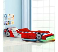 vidaXL Lit d'enfant avec LED dans le design de voiture de course 90 x 200 cm rouge - Lit d'enfant - Lit - Lits
