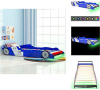 vidaXL Lit d'enfant avec LED en design de voiture de course 90 x 200 cm bleu - Lits Bébé & Petit Enfant