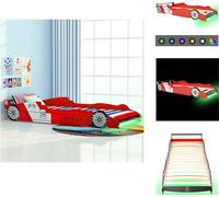 vidaXL Lit d'enfant avec LED en design de voiture de course 90 x 200 cm rouge - Lits Bébé & Petit Enfant
