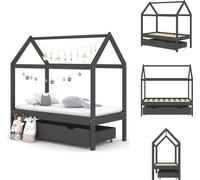 vidaXL Lit d'enfant avec tiroir Pin massif gris foncé 70x140 cm - Lits Bébé & Bébé