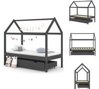 vidaXL Lit d'enfant avec tiroir Pin massif gris foncé 80x160 cm - Lits Bébé & Bébé