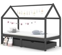 vidaXL Lit d'enfant avec tiroirs gris foncé pin massif 90x200cm - Cadre de lit enfant - Cadre de lit enfant - Lit d'enfant
