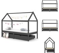 vidaXL Lit d'enfant avec tiroirs Pin massif gris foncé 90x200cm - Lits Bébé & Bébé